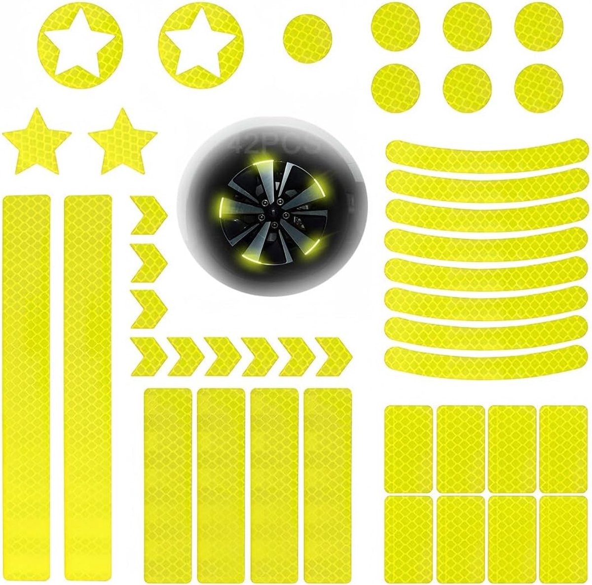 42 stuks waterdichte reflecterende stickers voor buiten gebruik - sterk reflecterend en zichtbaarheid in het donker