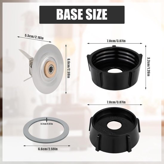 Vervangingsonderdelen voor de Blender, Blenderijsmes met Bodemdop van de Kan en 2 Rubberen O-ringafdichtingspakkingen Geschikt voor Osterizer Blenders Accessoires blender onderdelen — afbeelding 5