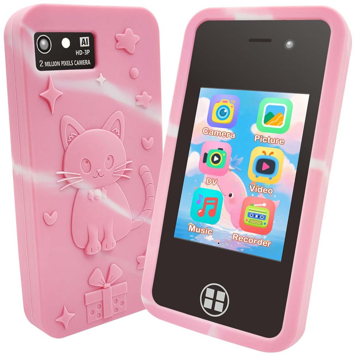 Omgoods - Kinderen Smartphone voor Meisjes, Educatief Speelgoed met 3 Inch Touchscreen