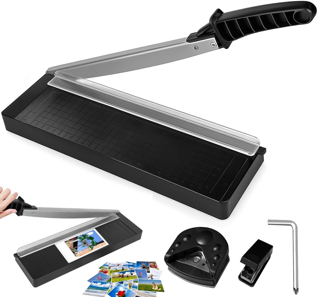Omgoods- Papercutter - Robuuste Snijmachine - 8-blad Snijcapaciteit - Multifunctioneel Gereedschap - Ideaal voor Creatieve Projecten - Afmetingen 37x12,8x6,2 cm