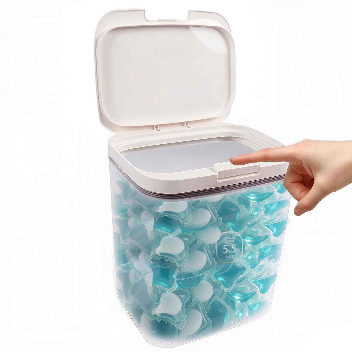 Omgoods - Luchtdichte Opbergbox voor Wasmiddel met Deksel, 5.5L