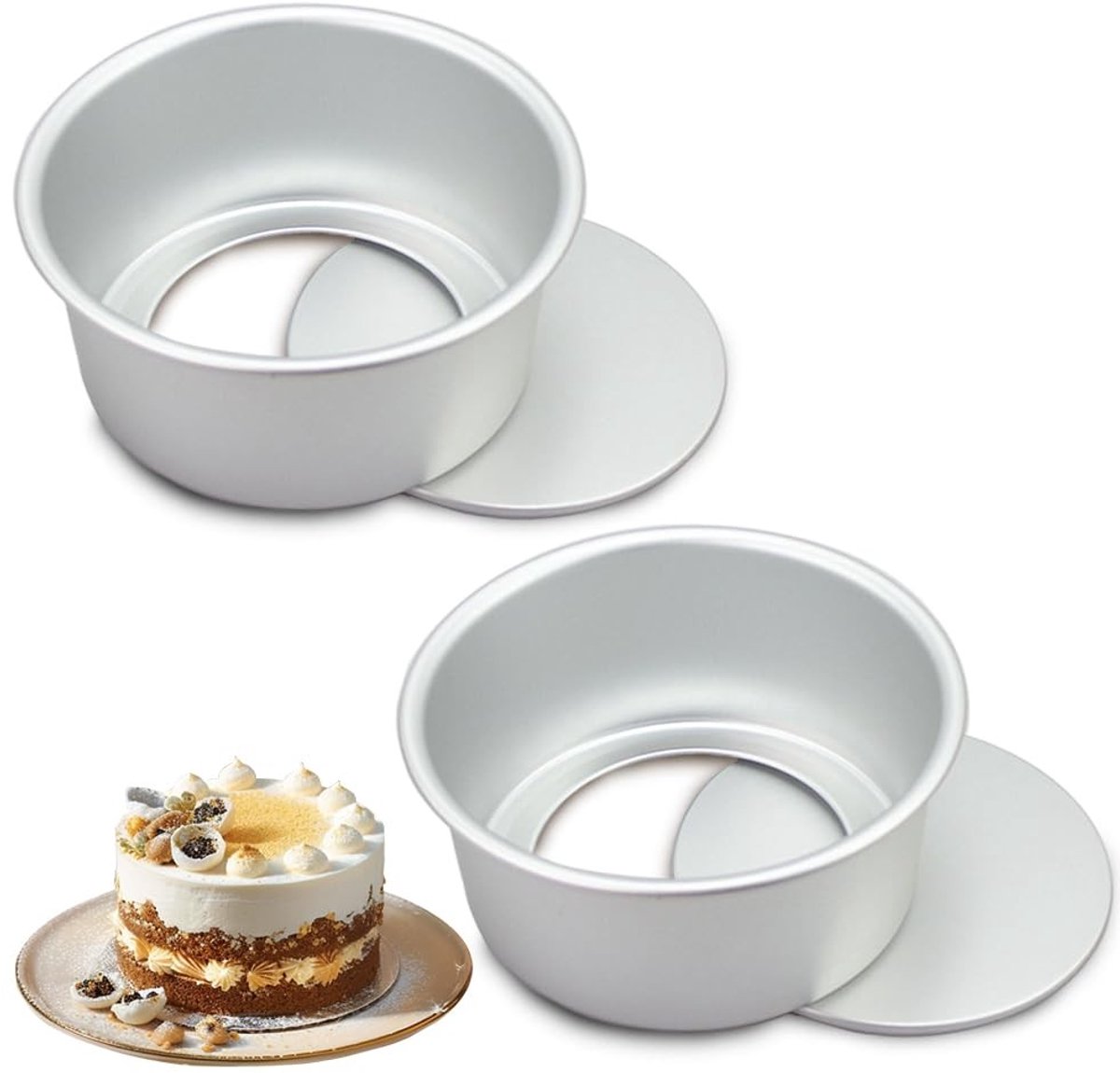 Omgoods - Set van 2 Ronde Bakvormen - Non-Stick Bakvorm voor Taarten en Brownies