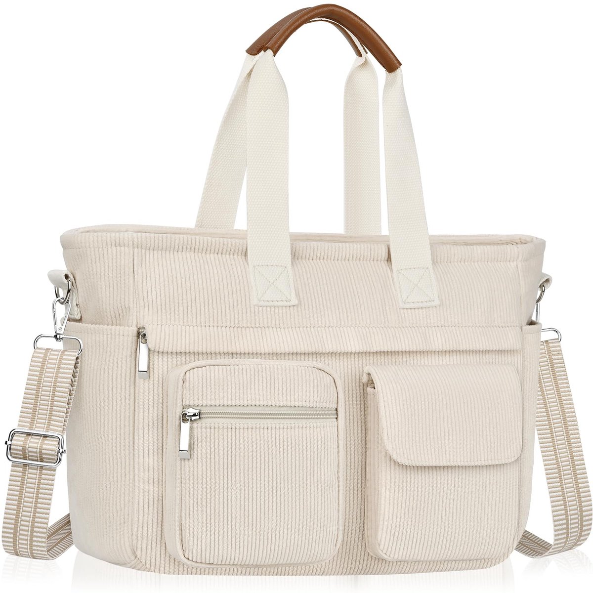 Omgoods- Draagtassen Lichtgewicht - Corduroy Schoudertas - Handtassen Dames - Verstelbare Crossbody - 14 Inch Laptopvak - Waterdicht en Ruim - Handtas