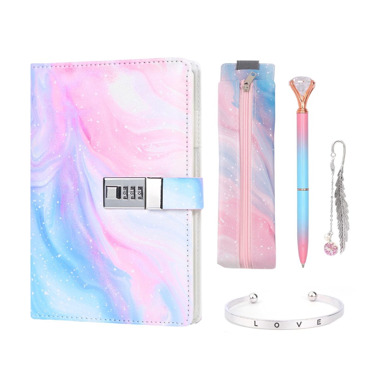 Omgoods - Dagboek met Slot voor Meisjes - Notitieboek met Pen en Armband