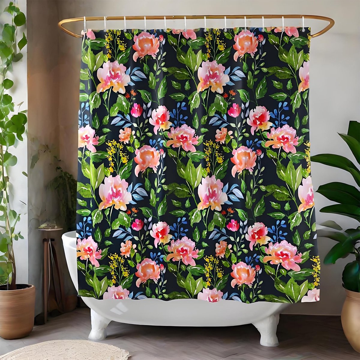 Omgoods - Douchegordijn met Kleurrijke Bloemen - Waterafstotend 240x200 cm