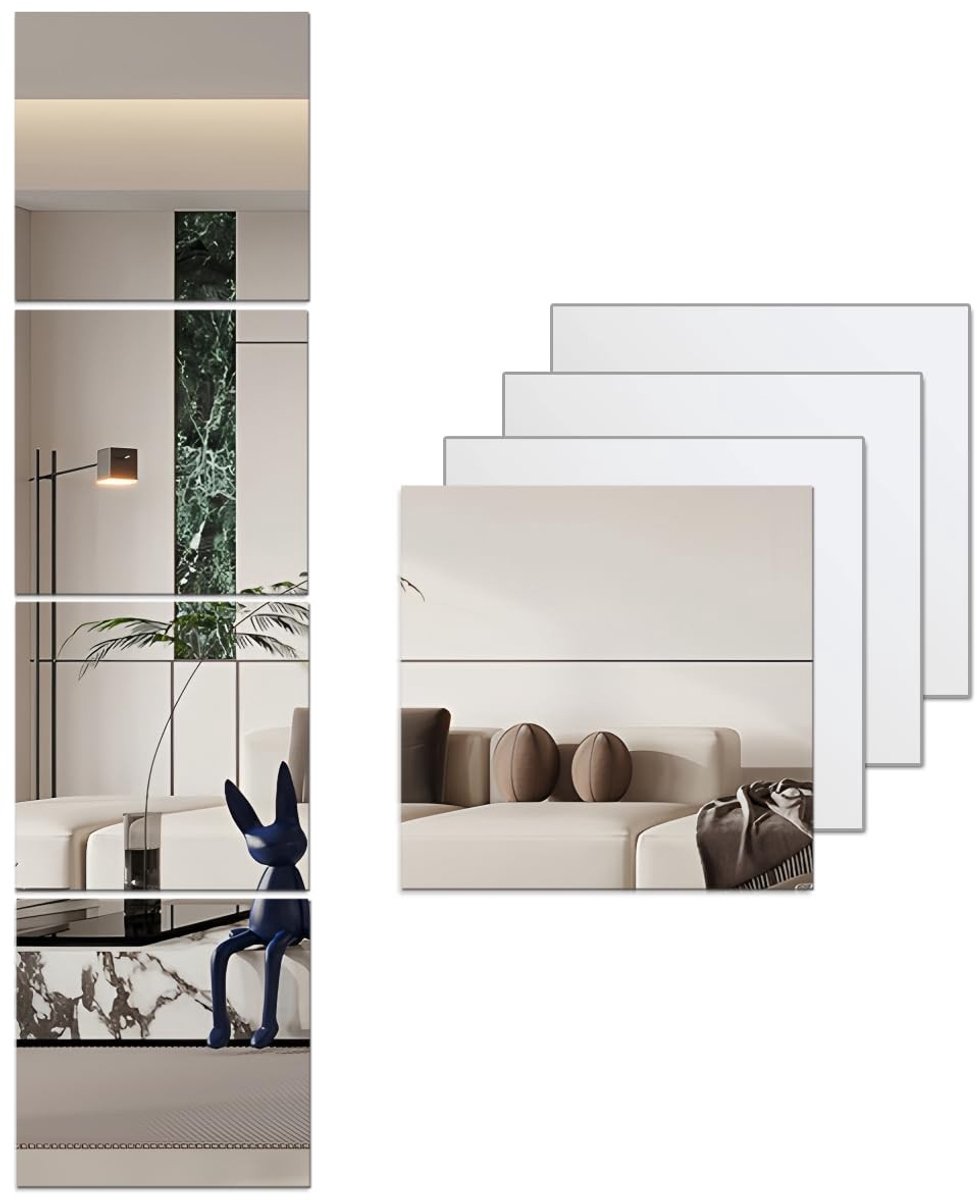 Omgoods - Full Length Acryl Spiegel Stickers - 4 Stuks Zelfklevend