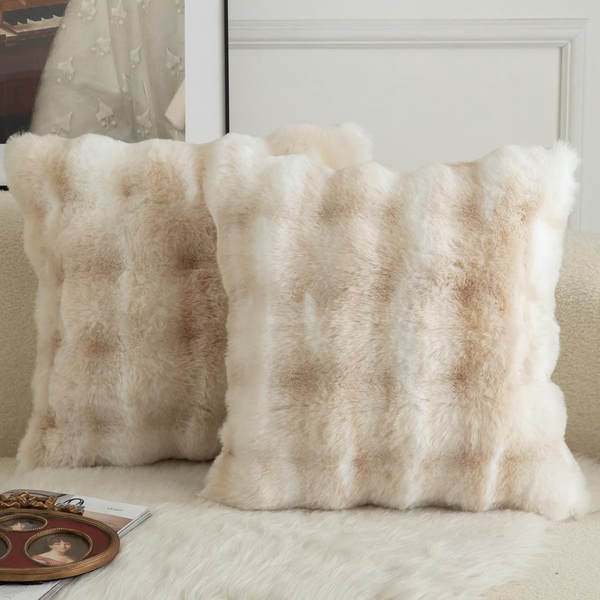 Omgoods - Set van 2 Dikke Pluche Wol Kussenslopen voor Sofa
