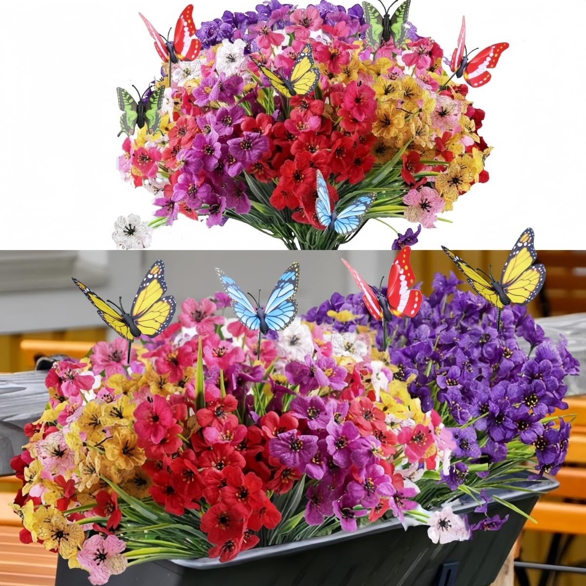 Omgoods- Kunstbloemen Kleurrijk - Kunstplanten Buiten - Nep Bloemen Decoratie - Kunstbloemen Voor Tuin - Kunstbloemen Voor Bruiloft - Hoogwaardige Materialen