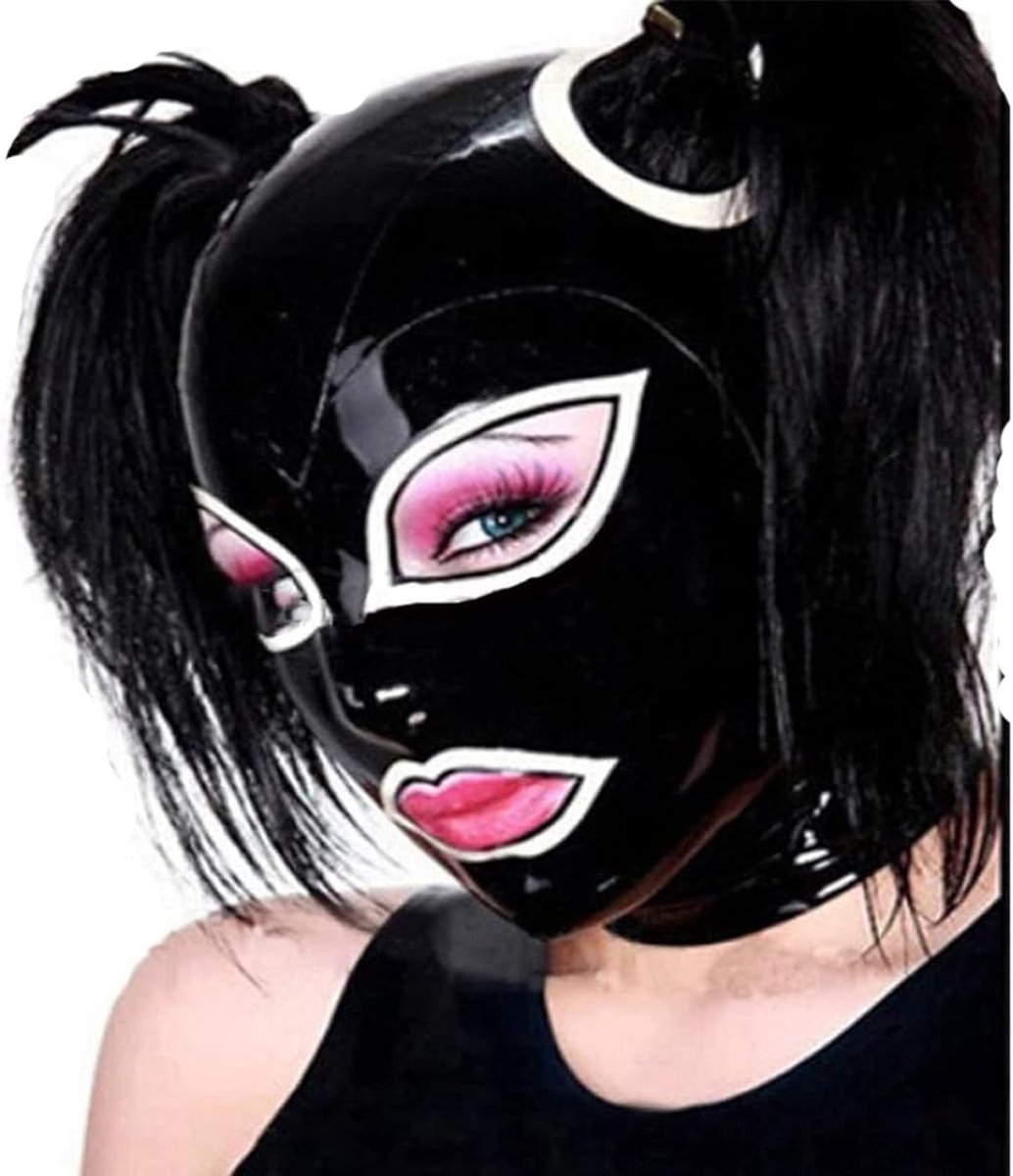 Omgoods - Mode Latex Masker met Dubbele Paardenstaarten voor Cosplay