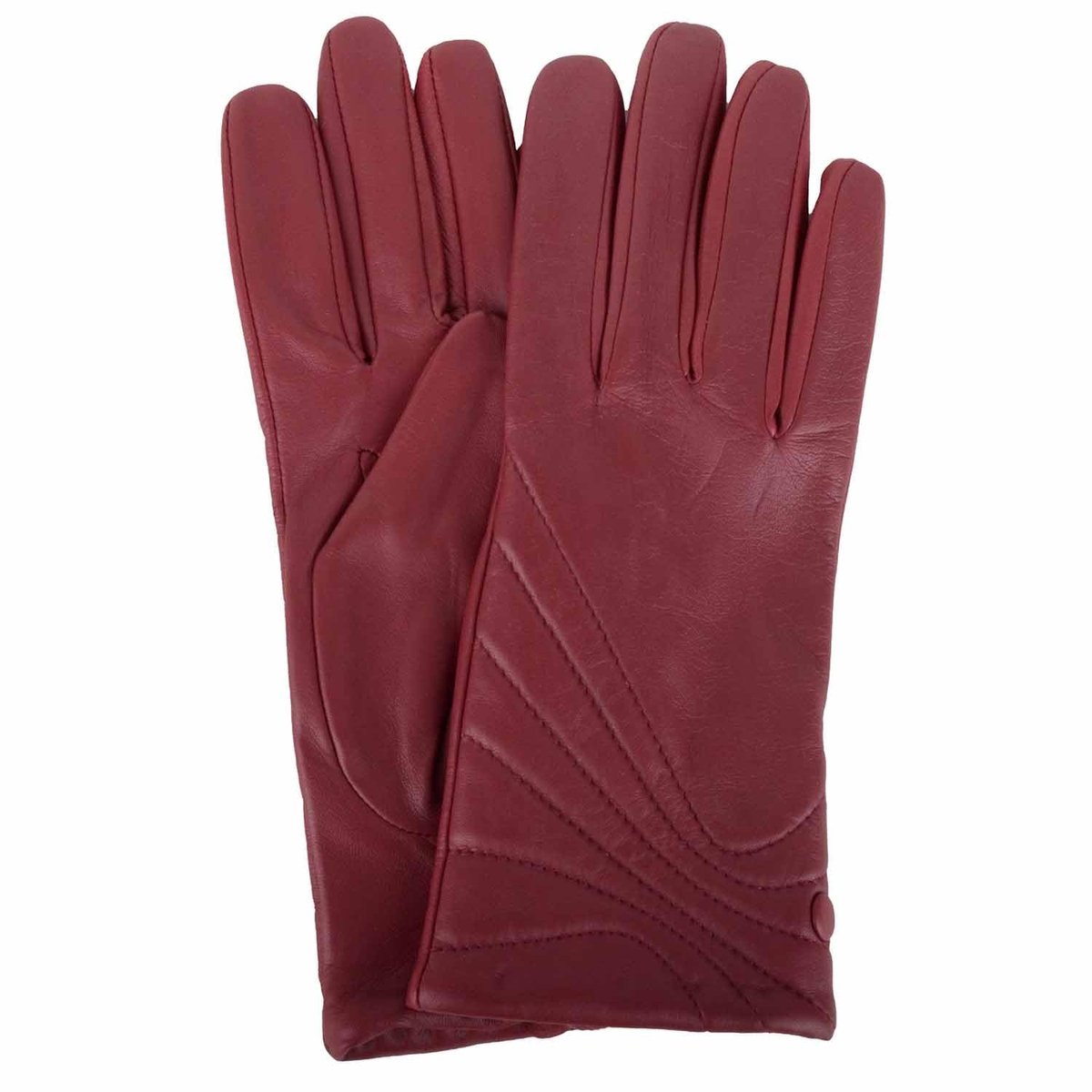 Omgoods - Dames Leren Handschoenen met Stiksel en Knop Detail Rood