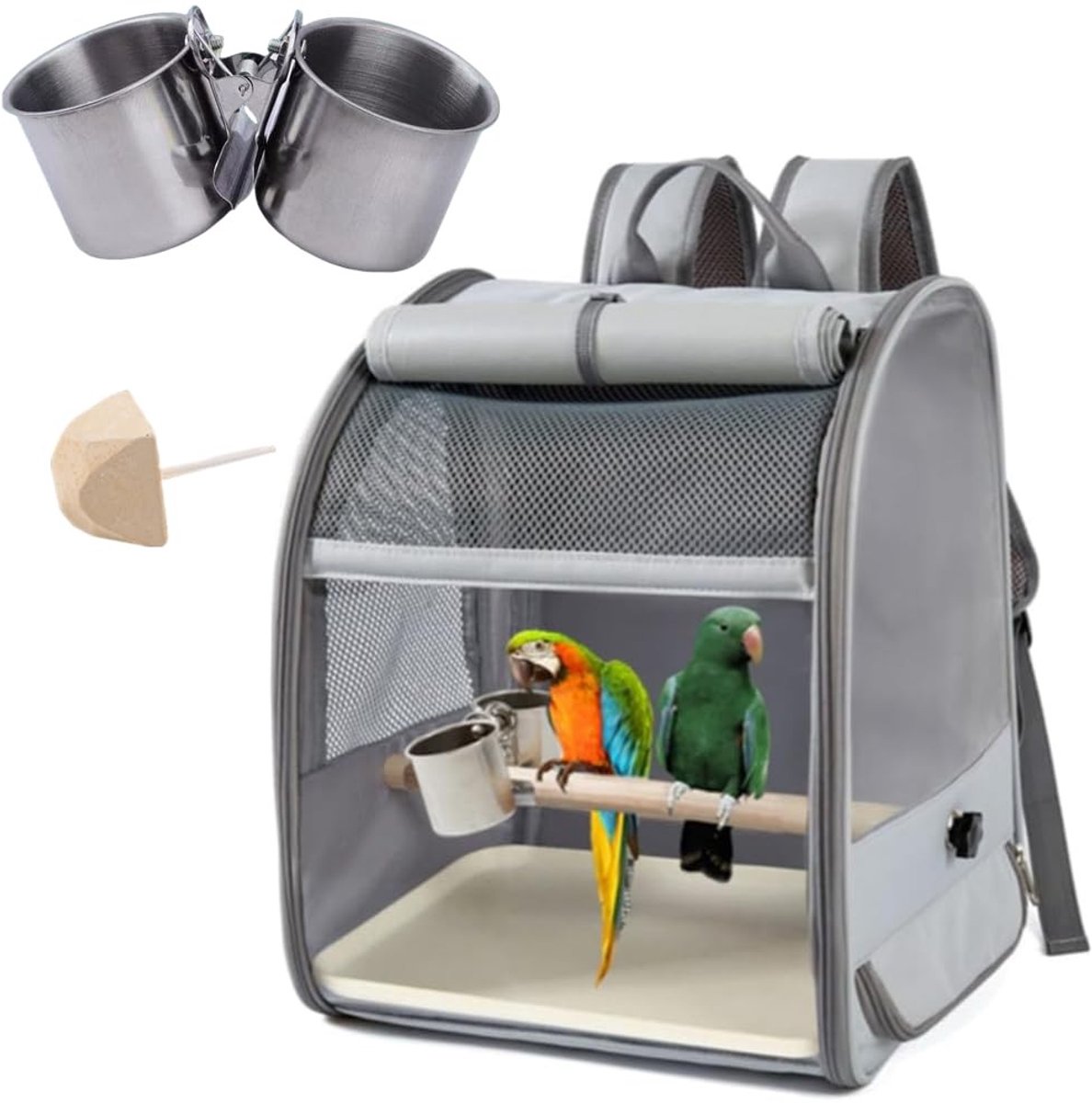 Omgoods - Draagbare Vogel Transport Box met Stok en Accessoires