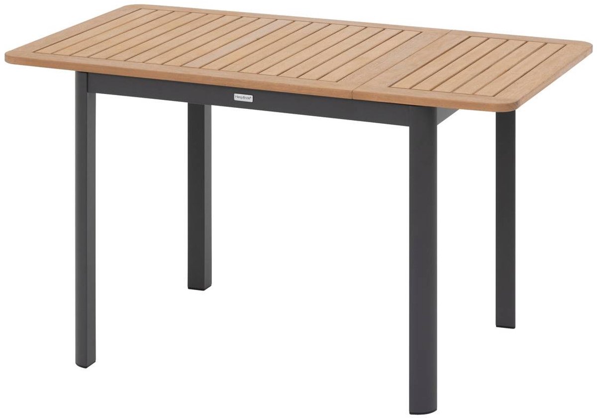 Uitschuifbare tuintafel voor 4 personen van aluminium en eucalyptus FOLYA