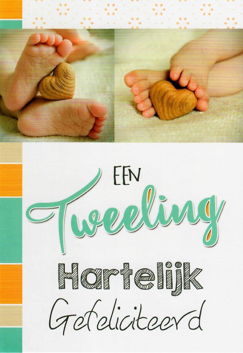 Geboortekaart | Wenskaart | 10 stuks | Een tweeling, hartelijk gefeliciteerd