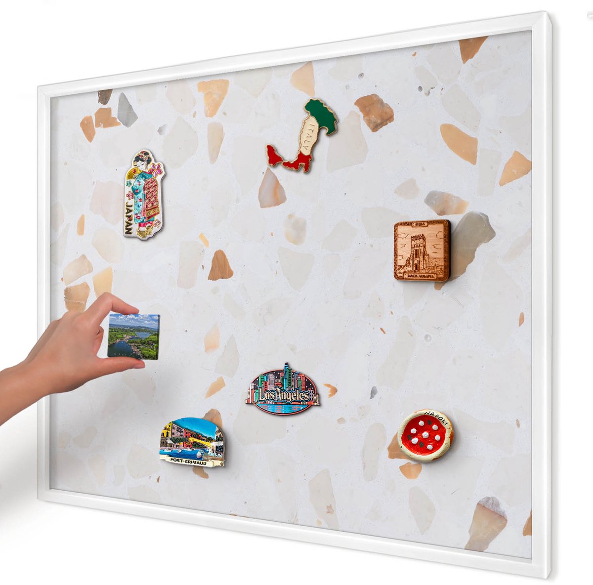 Artprintcave Wit Magneetbord mit Witte Lijst - 80x60 cm - Warm Mozaïek Bord Voor Magneten - Modern Magneetbord Voor Keuken - Teksten