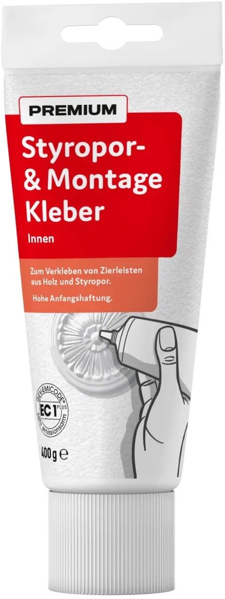 SnelShoppen - Premium Styrofoam Montage Lijm Wit 400 g voor Binnen Gebruik - Ideaal voor Polyurethaan Schuim en Decoratieve Strips