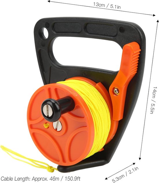 Draagbare Duikreel, 46 M / 150,9 Ft Scuba Dive Reel Kajakanker met Duimstopper, voor Onderwaterduikers - ShopVlot — afbeelding 3