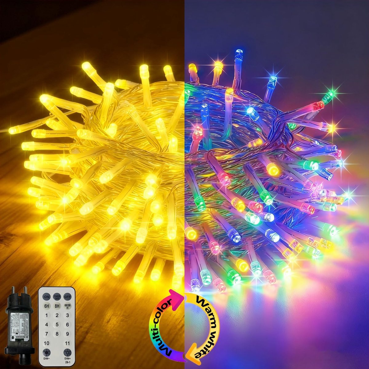 Sfeervolle 30 m 300 LED fairy lights - Dimbaar met 11 standen - Inclusief timer en afstandsbediening - ShopVlot