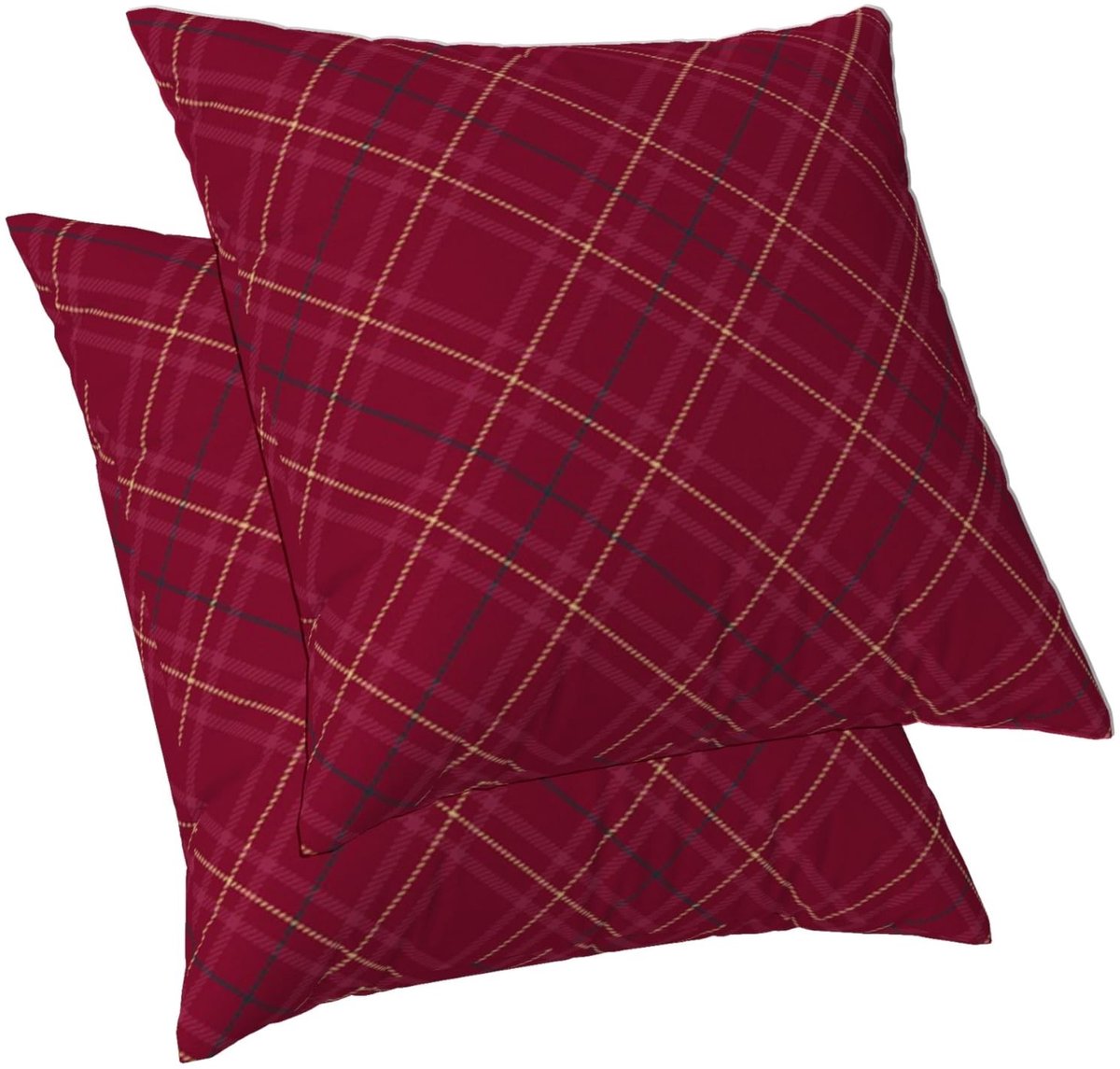 Omgoods - Set van 2 Rode Gecheckte Kussenhoezen 60 x 60 cm