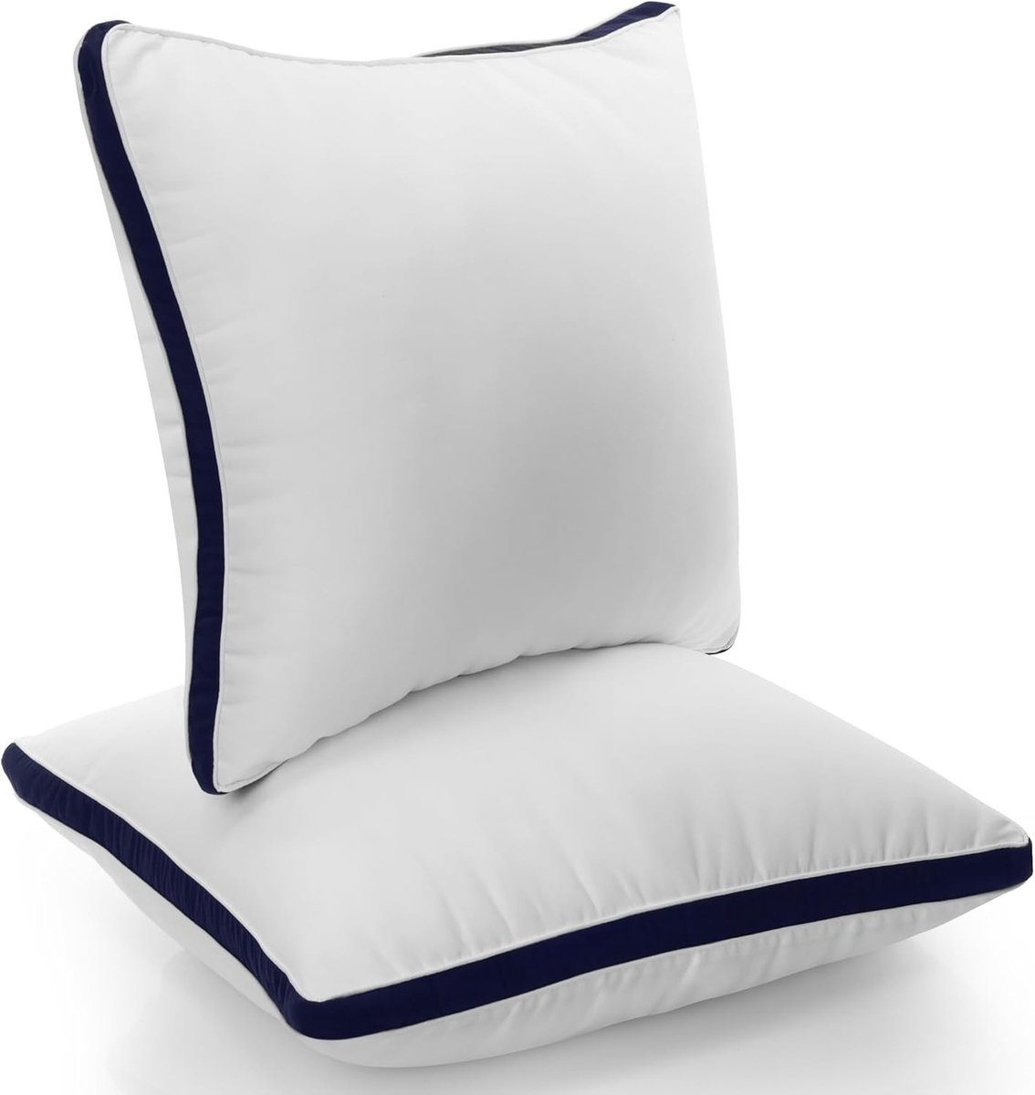 Omgoods - Set van 2 Marineblauwe Hoofdkussens 65x65 cm - Pluche Polyestervulling