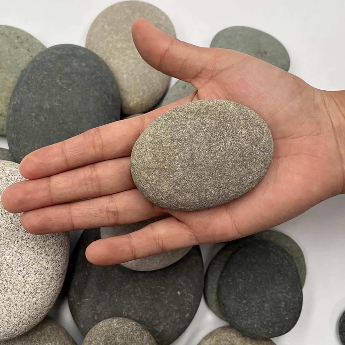 Omgoods - Set van 12 Glad Geverfde Natuurlijke Keien voor Creatieve Projecten