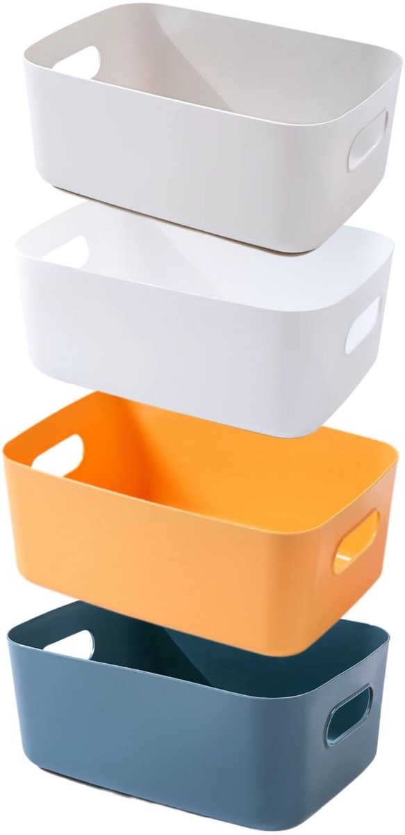 Omgoods - Plastic Opbergdoos met Handgrepen voor Keuken en Badkamer (Kleurrijk, 30×20×12cm)