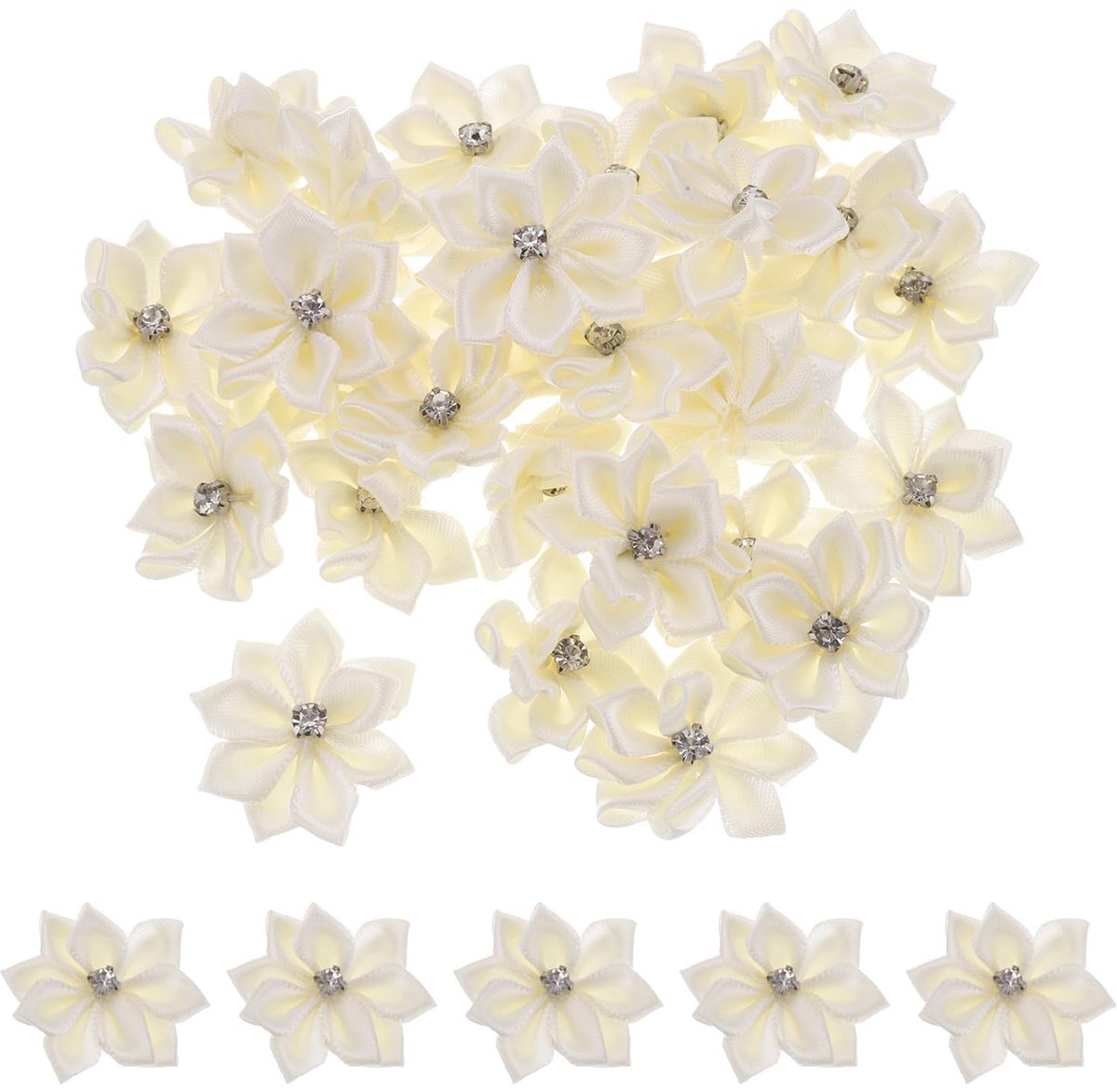 Omgoods - 50 Stuks Satijnen Bloemen voor DIY en Bruiloft Decoratie, Beige