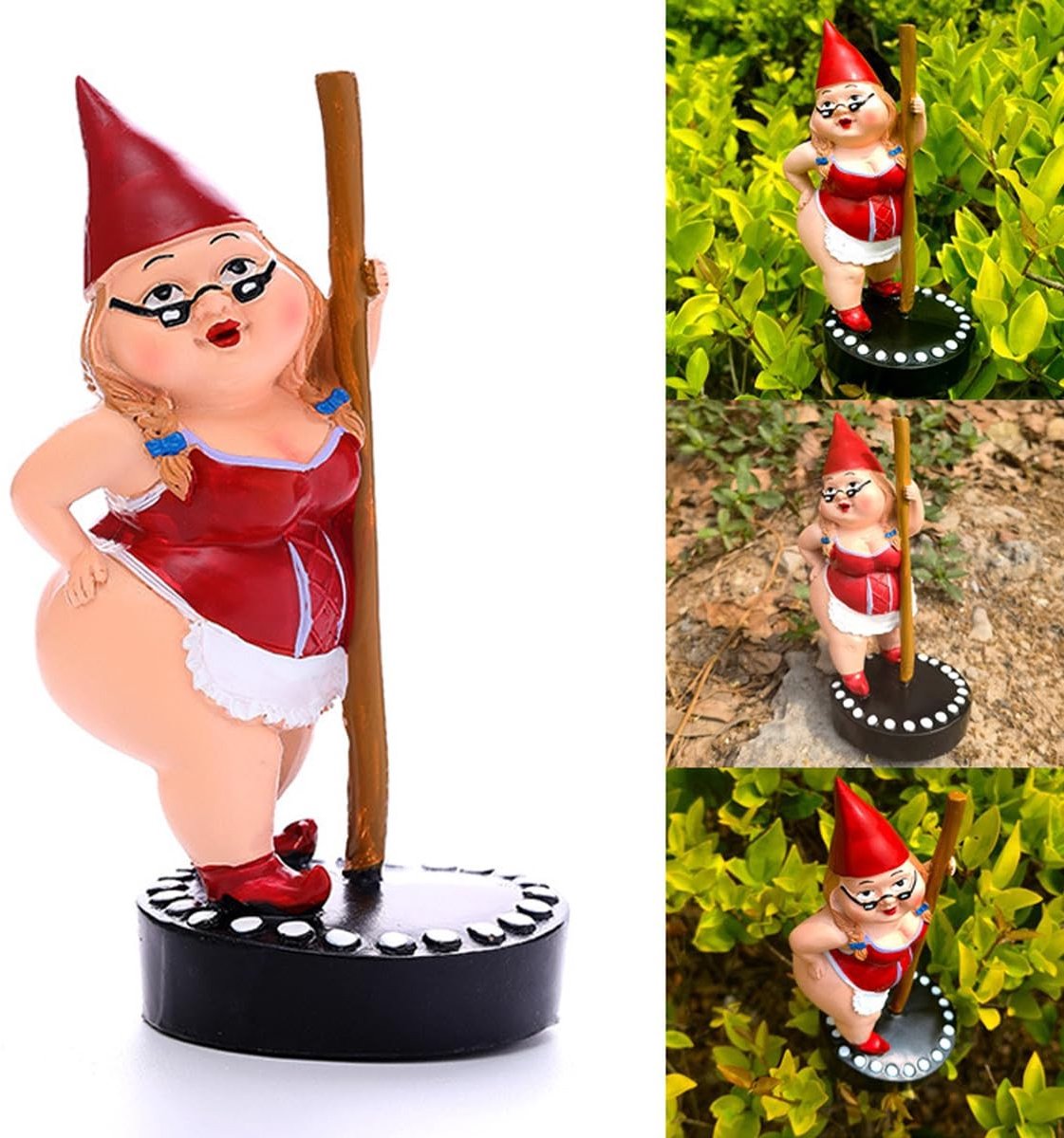 Omgoods - Pole Dancing Gnome Tuinbeeld voor Buiten Decoratie in Twee Maten