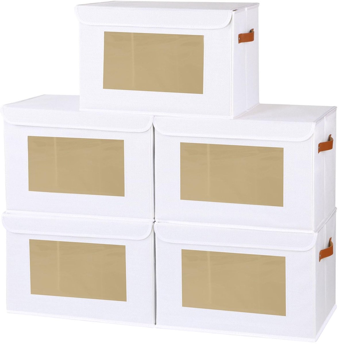 Omgoods - 5 Delen Opbergdozen met Deksel en Handvatten