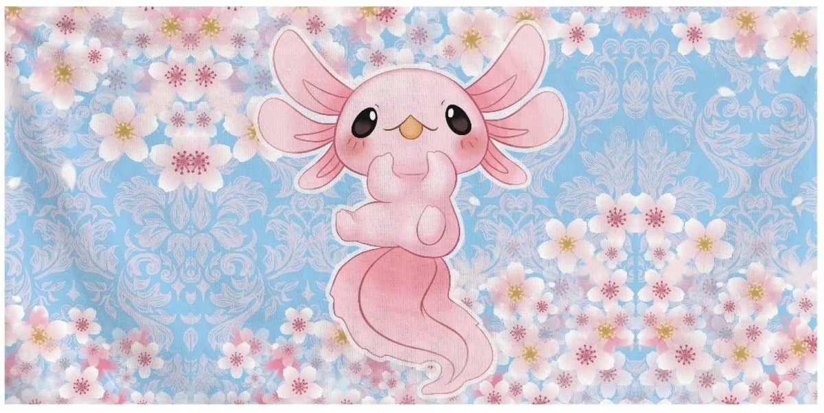 Omgoods - Sakura Axolotl Strandlaken 150x75 cm - Super Absorberend & Lichtgewicht