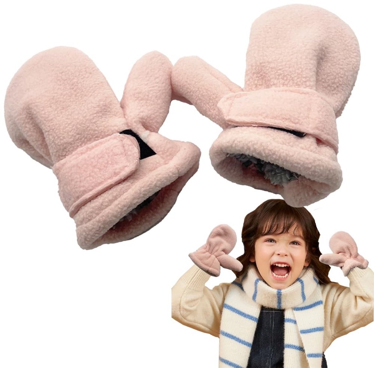 Omgoods - Fleece Baby Mittens met Koord voor Kinderen 0-4 Jaar