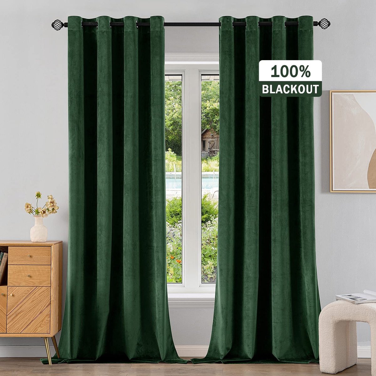 Omgoods- Gordijn 100% verduisterend - Fluwelen Gordijnen - 2 Panelen - Thermisch - Elegant Ontwerp - 140 x 225 cm - Verduisteringsgordijn