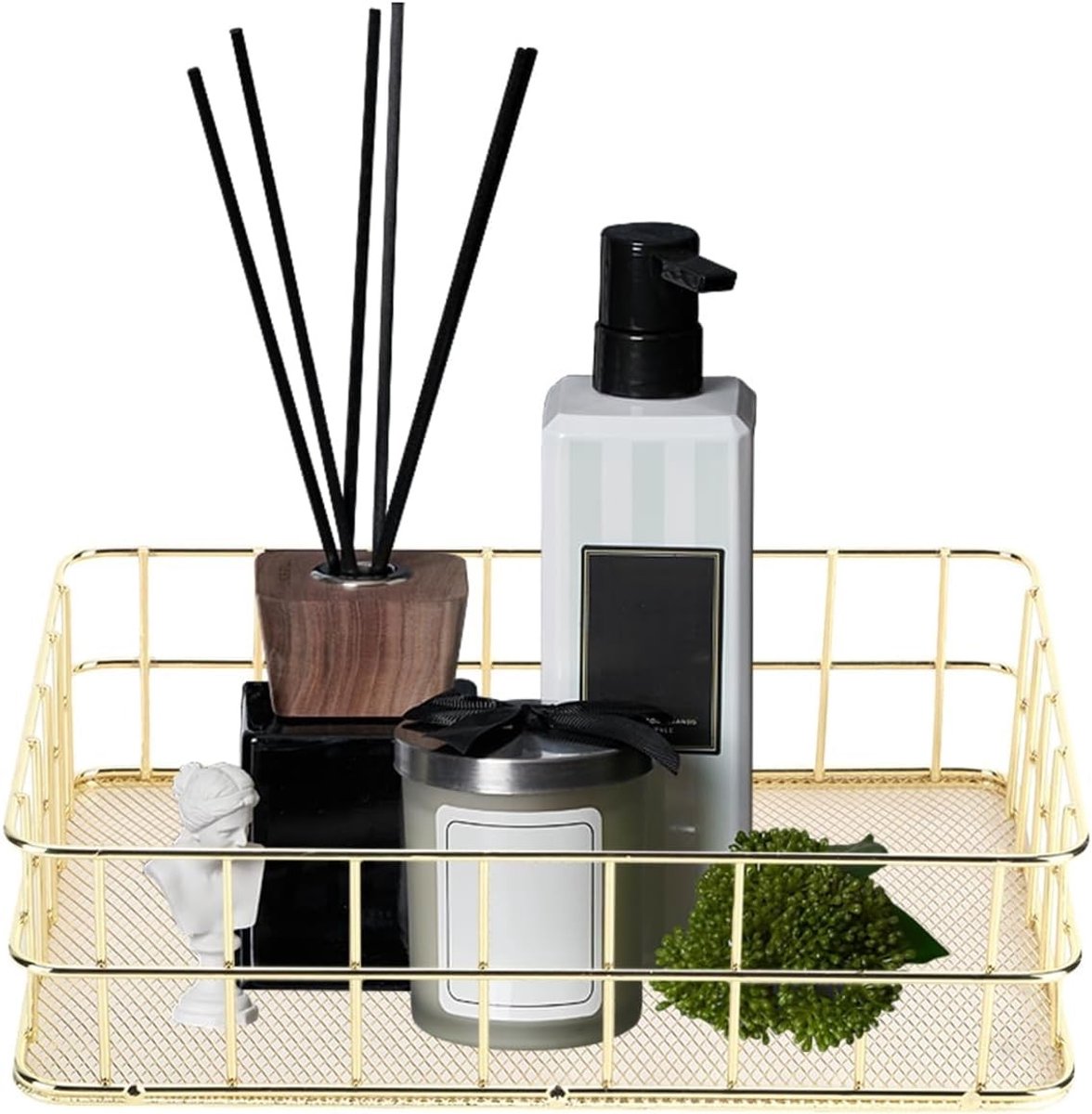 Omgoods - Gouden Draadmand voor Bureau - Metalen Opbergbox voor Cosmetica en Kantoorartikelen