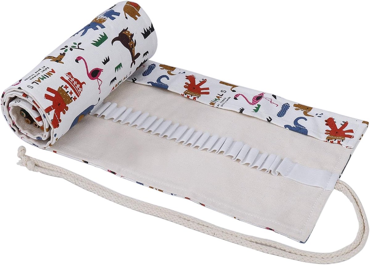 SnelShoppen - Canvas Pen Roll met 72 Gaten voor Kleurpotloden, Pennen Etui, Draagbare Opbergdoos, Potloodhouder voor School, Studenten, Kunstenaars (D