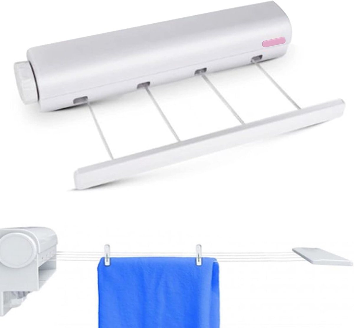 Waslijn Compact 3.2m - Automatische Oprolbare Waslijn - Uitbreidbaar tot 12.3ft - Ideaal voor Binnen en Buiten - ShopVlot