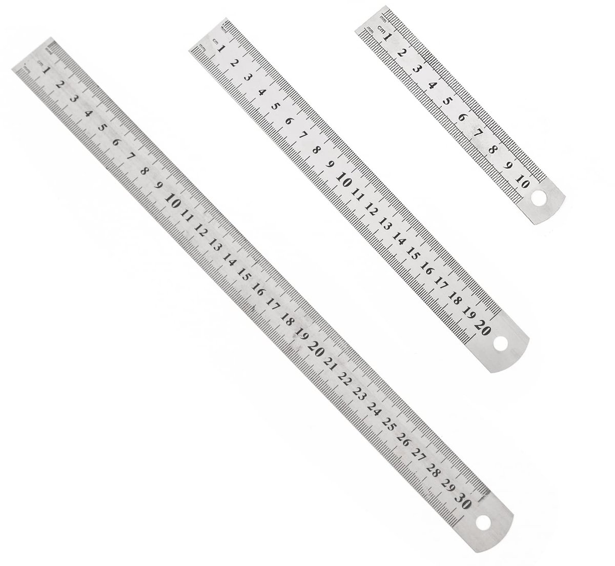 SnelShoppen - RVS Liniaal Set - 3 Stuks 10, 20, 30 cm - Duurzaam, Duale Metingen, Ideaal voor School, Kantoor en Hobby