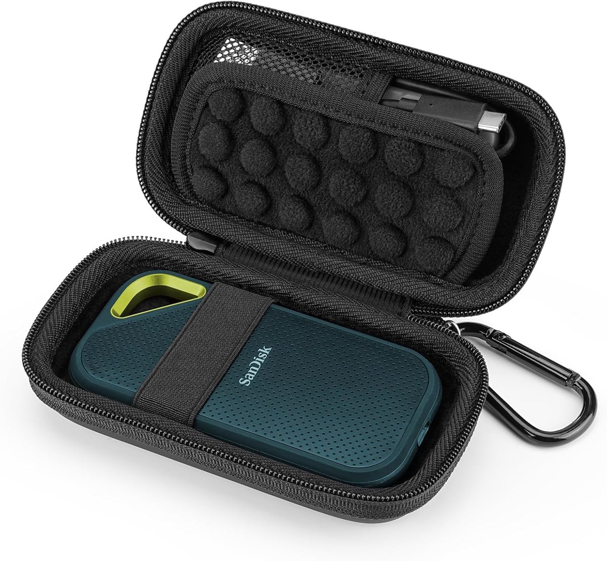 SnelShoppen - Hard Case voor Portable SSD, Waterdichte en Schokbestendige Beschermhoes voor 500GB, 1TB, 2TB, EVA Materiaal, Met Mesh Vak voor Accessoi