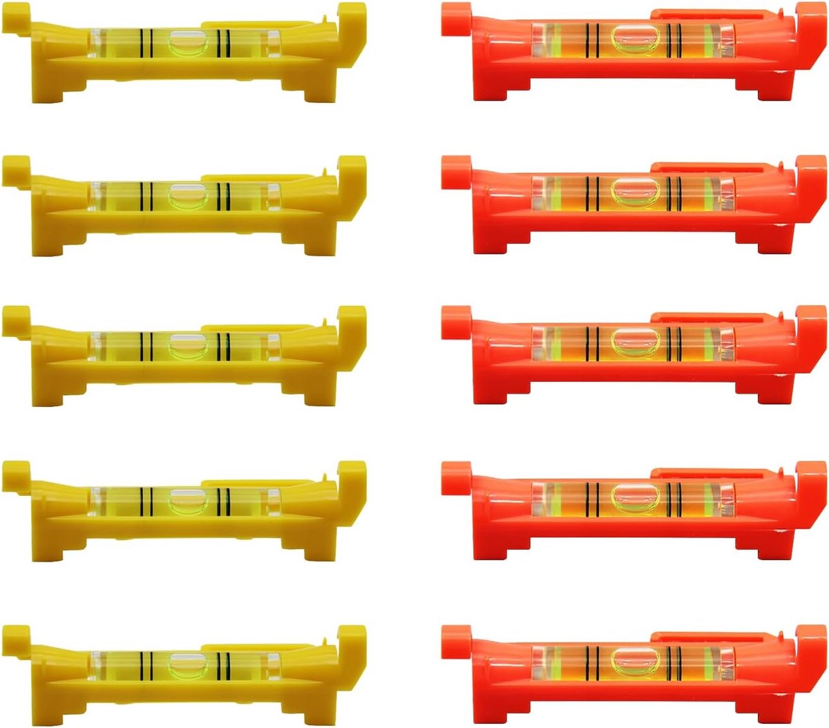 SnelShoppen - Set van 10 Professionele Cord Waterpas, Mini Waterpas, Hoogwaardige ABS Materiaal, Kleur Geel en Oranje, Ideaal voor Metselwerk, Vloeren