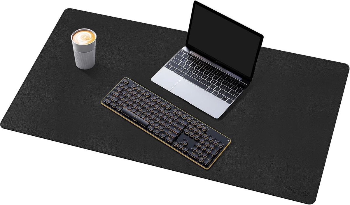 SnelShoppen - Grote bureauonderlegger 90 x 40 cm - PU-leer & antislip suède - Waterdichte tafelonderlegger voor laptop, muis, toetsenbord - Multifunct