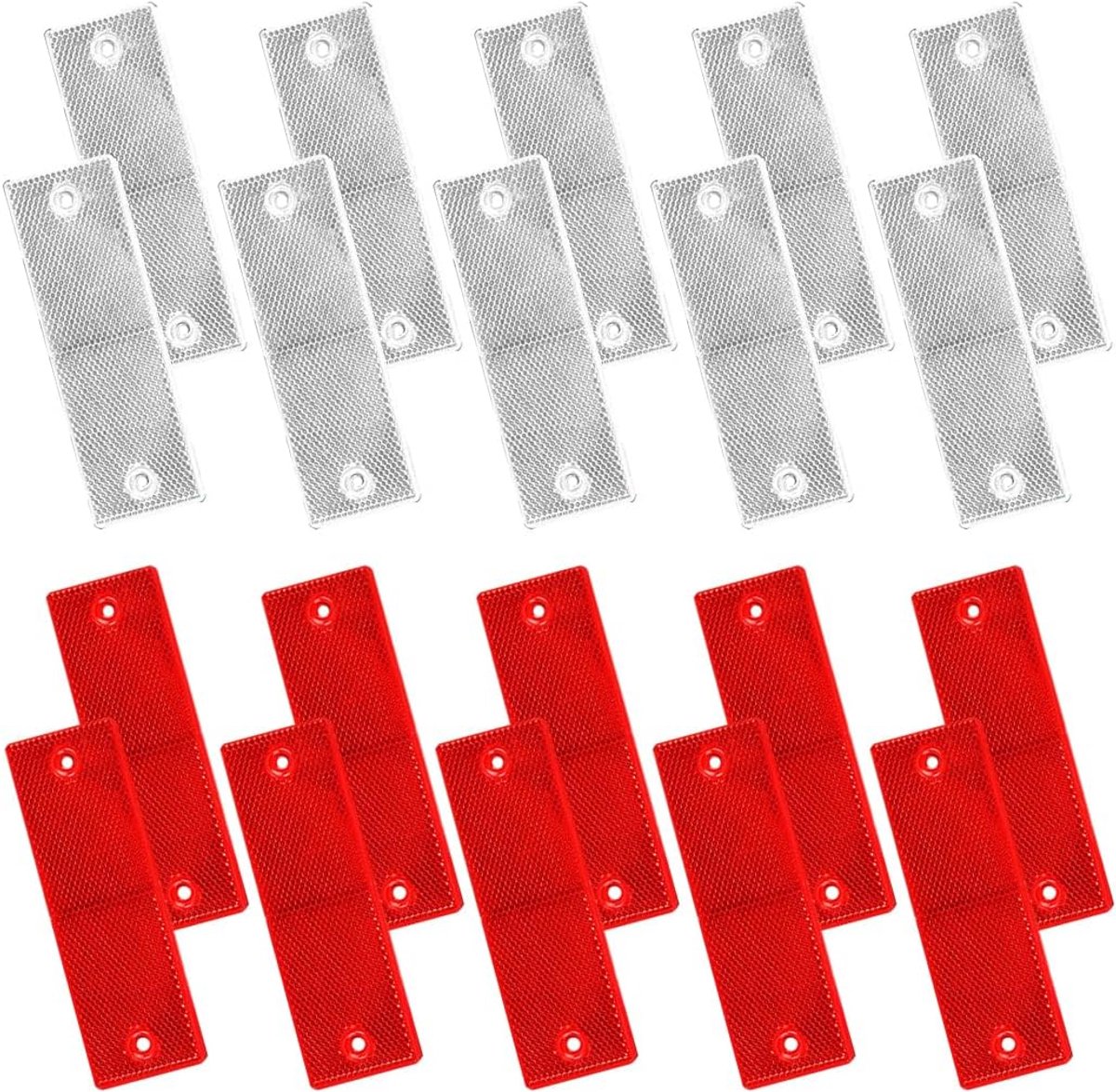 SnelShoppen - Set van 20 Vierkante Reflectoren, Zelfklevende Veiligheidsreflectoren voor Auto, Trailer, Motorfiets, Caravan, Van, Hoogwaardige ABS Mat