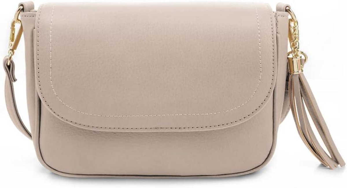 Dames Crossbody Tas - Schoudertas Vegan Leer - Dagelijks Gebruik - Verstelbare Band - 23 x 15 cm - Stone