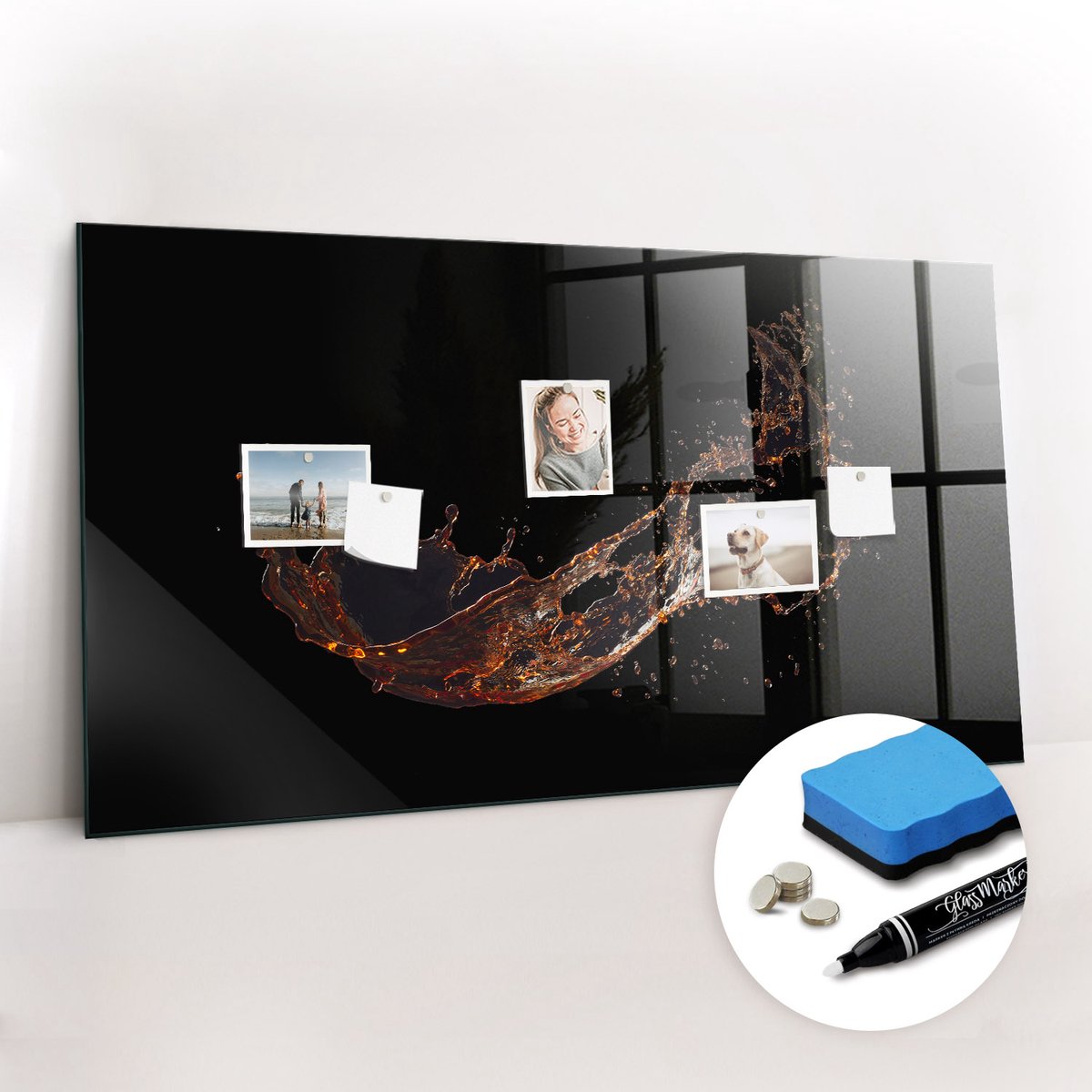 Tulup Whitebord - Gemorste drank - 120 x 60 cm - Zwart Foto Magneetbord - Gratis 5 Sterke Magneten + Whiteboard Marker & Wisser - Industrieel Wandbord - Memobord Magnetisch - Ideeënbord Thuiswerkplek