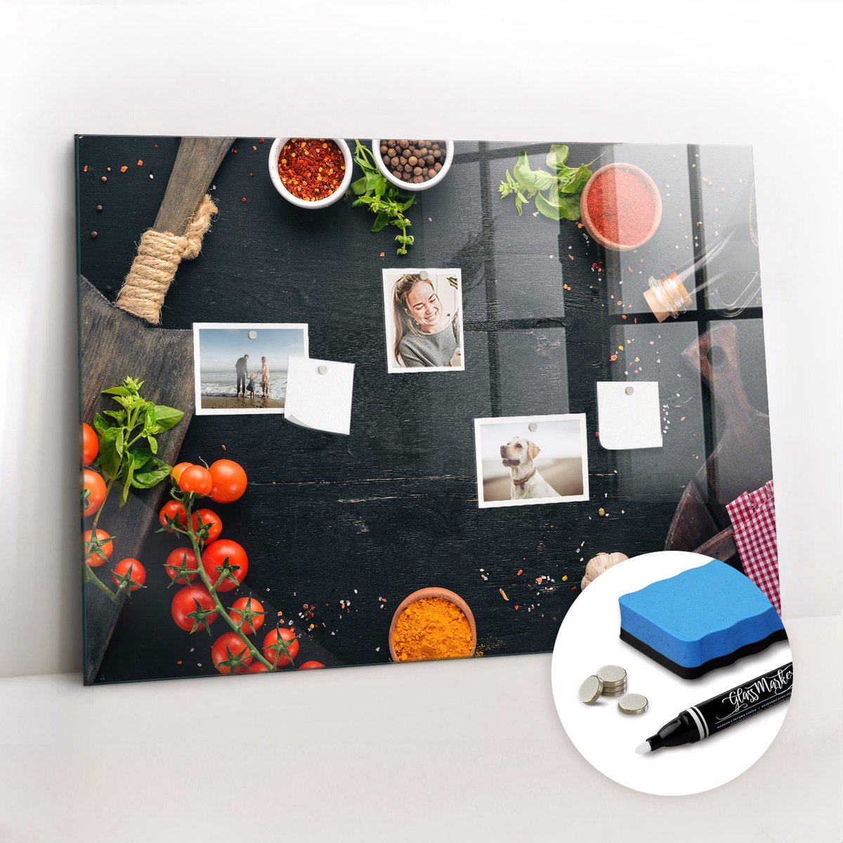 Tulup Whitebord - Keukenaccessoires - 100 x 70 cm - Veelkleurig Magnetisch Bord Kind - Gratis 5 Sterke Magneten + Whiteboard Marker & Wisser - Moderne Wanddecoratie - Magnetisch Bord - Organiseer Je Bureau
