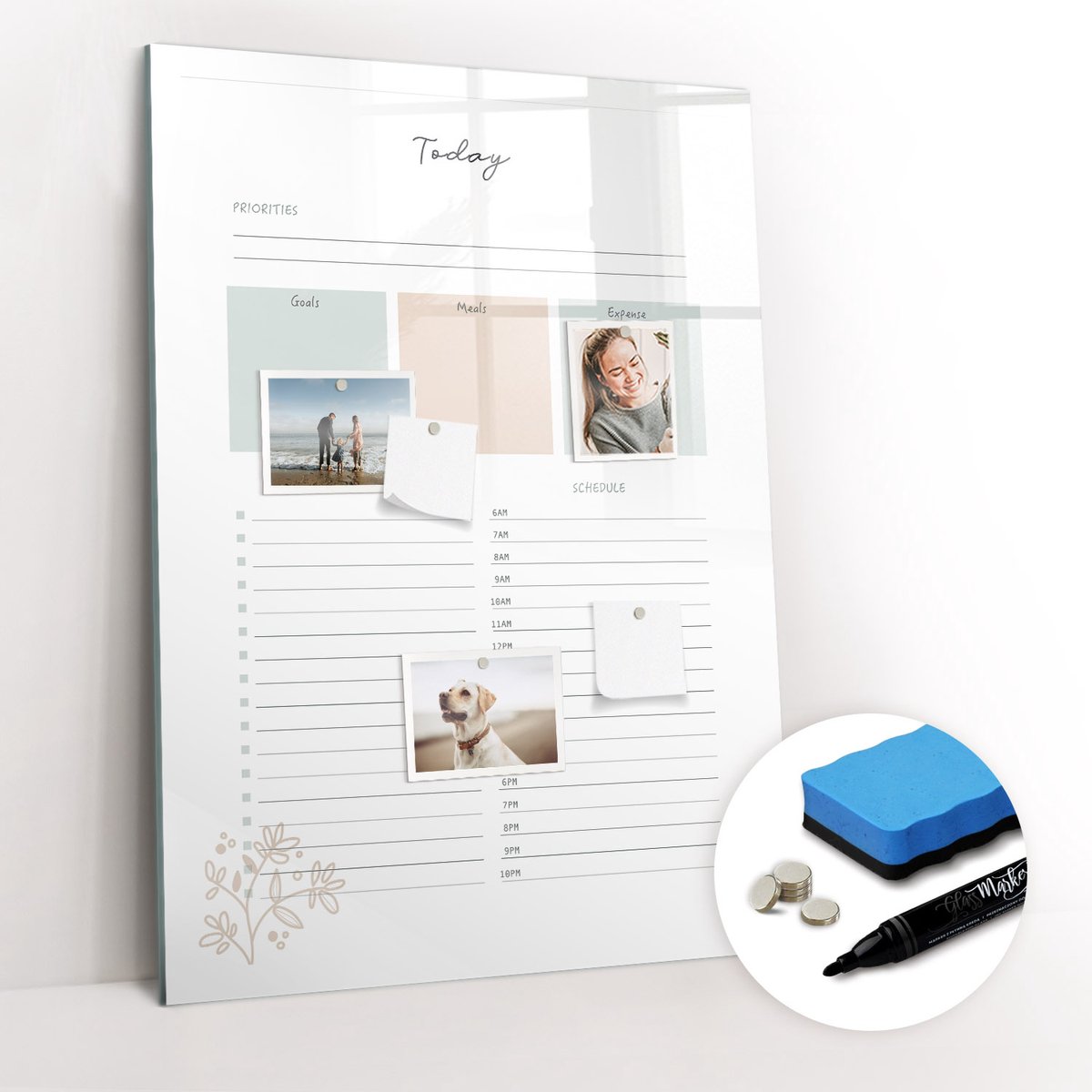 Tulup Whitebord - Agenda van vandaag - 70 x 100 cm - Wit Memobord Magnetisch - Gratis 5 Sterke Magneten + Whiteboard Marker & Wisser - Scandinavisch Design Bord - Memobord Keuken - Organiseer Je Bureau