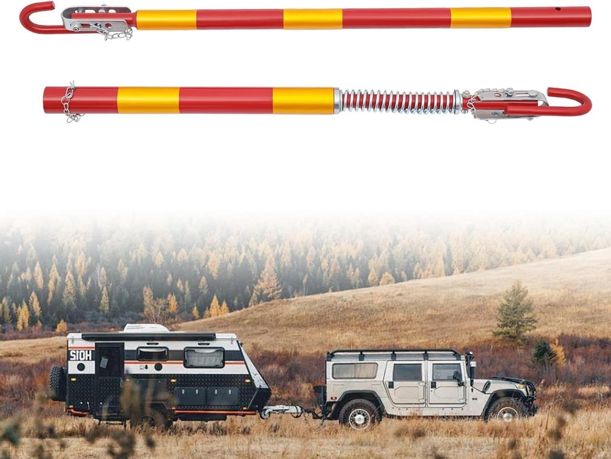 Sleepstang met Veerbuffer - Sleepkabel Sleephulp - Voertuigen Slepen - 5 Ton Trekkracht - 175 cm - Rood Geel