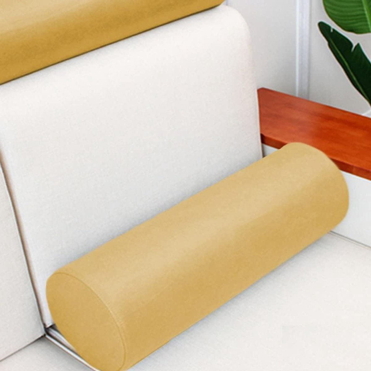 Rond Kussen - Ne kkussen Lendensteun - Comfortabel Lezen - Waterdichte Hoes - 60cm Lengte - Geel