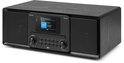 Zwarte Audizio Palmi radio met Bluetooth streaming-weergave op het scherm.