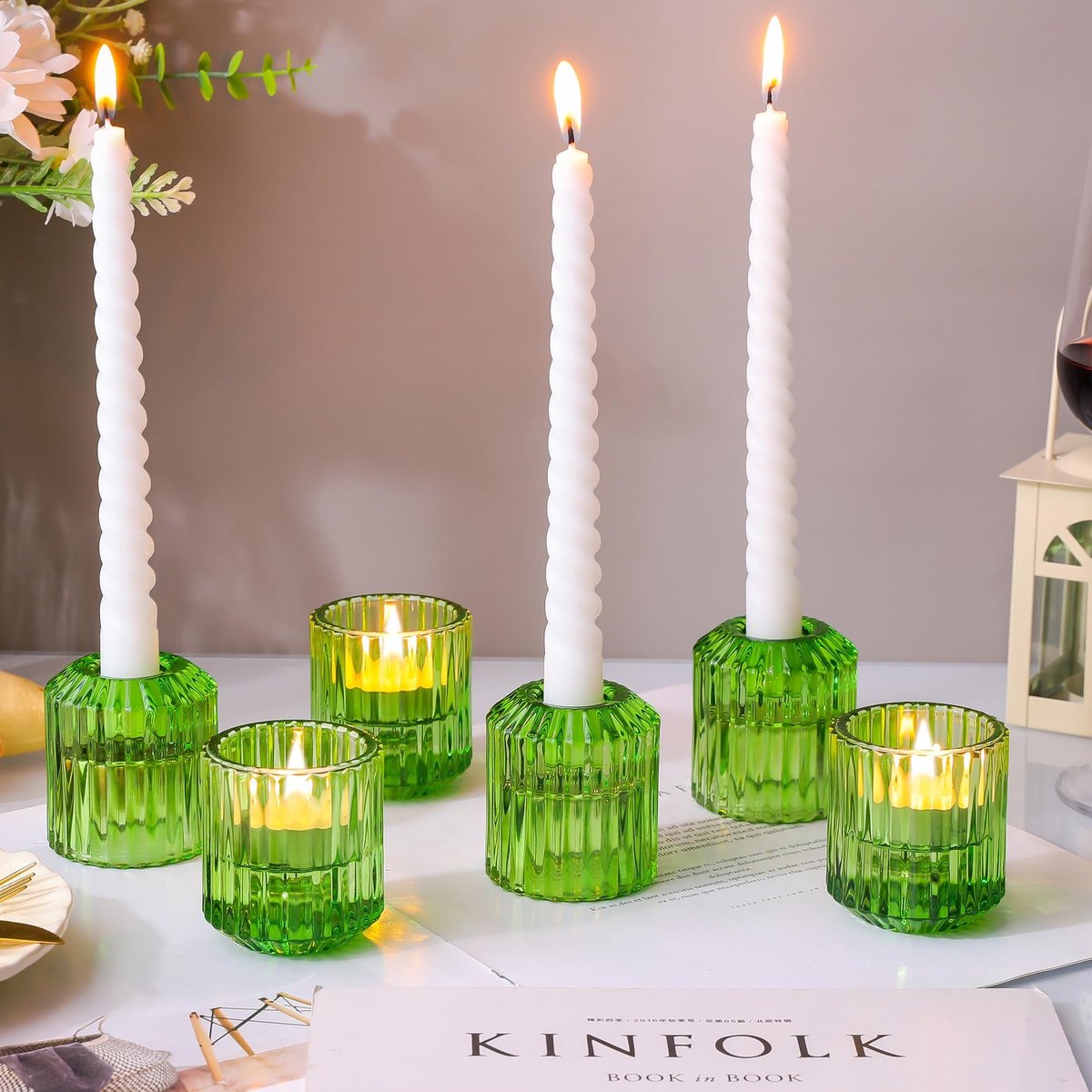 Omgoods- Theelichtkandelaar 2-in-1 - Kaarsenhouder - Windlicht - Slaapkamerdecoratie - Bruiloft/Kerstd decoratie - Veelzijdig ontwerp voor theelichten/taps toelopende kaarsen - Kandelaar