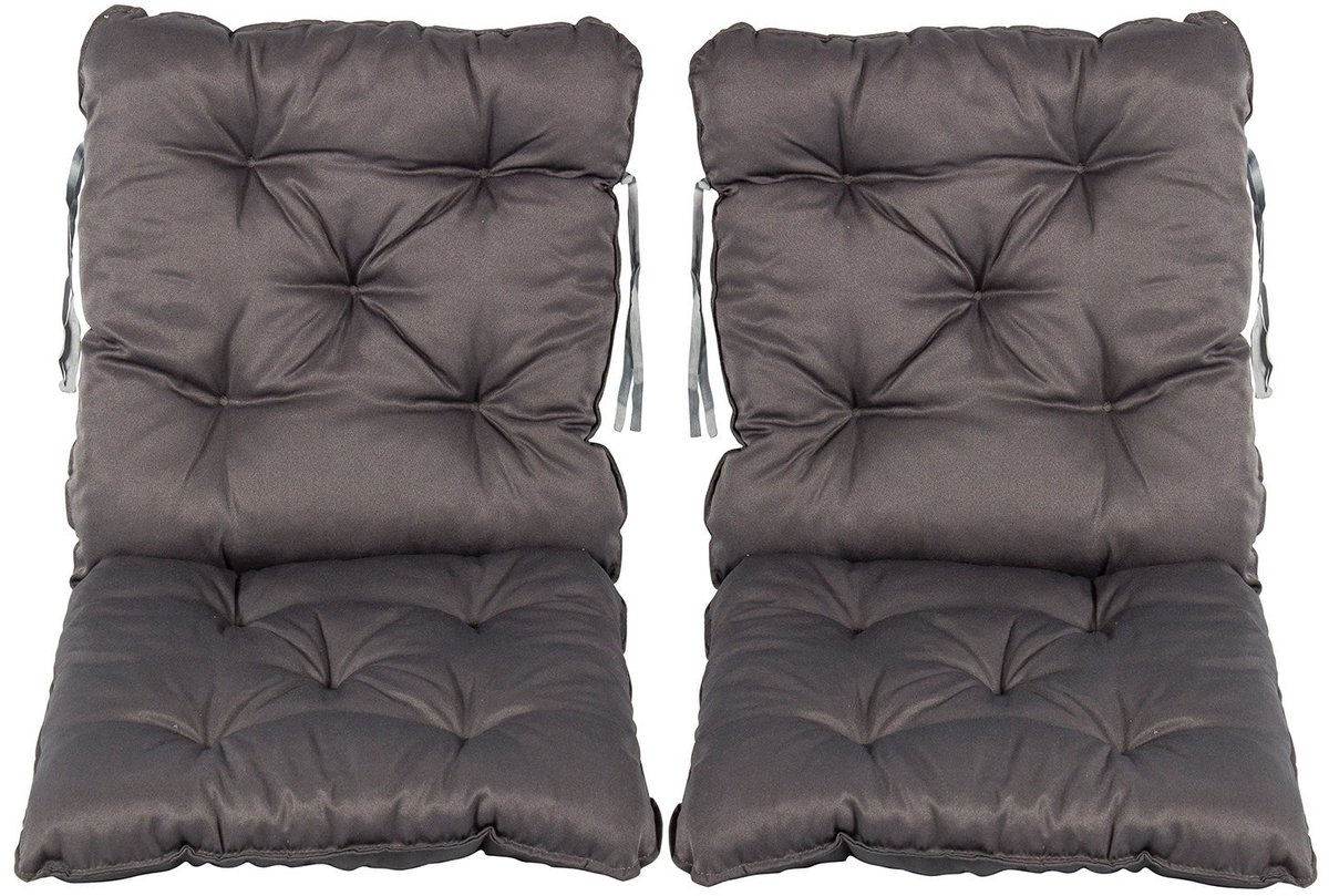 Omgoods - Set van 2 Rug- en Stoelkussens Grijs