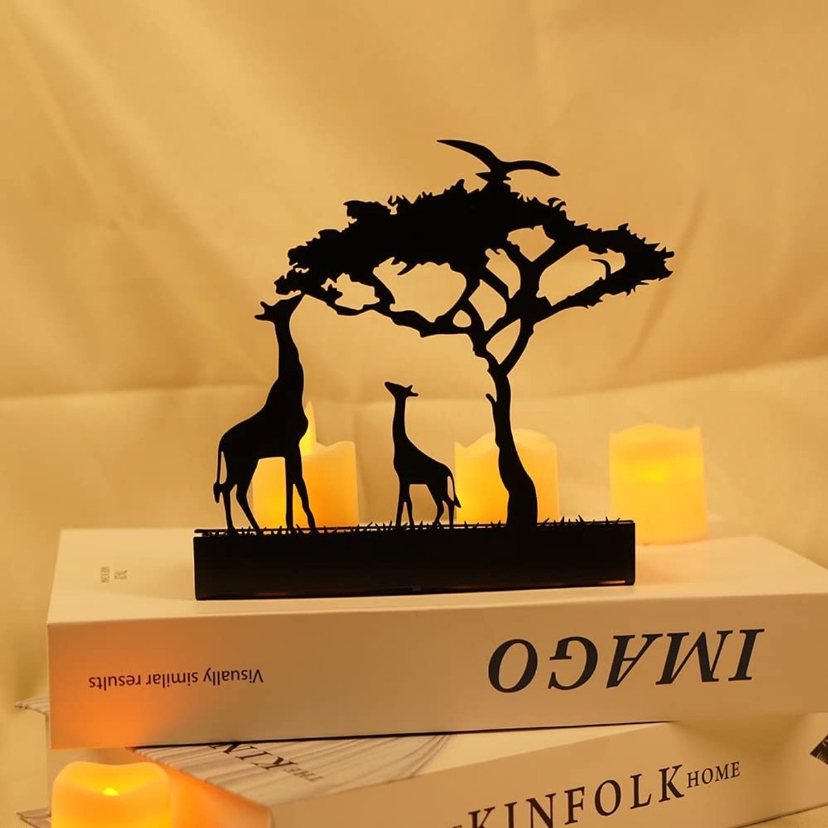 Omgoods - Decoratieve Metalen Theelichthouder met Giraffenpatroon