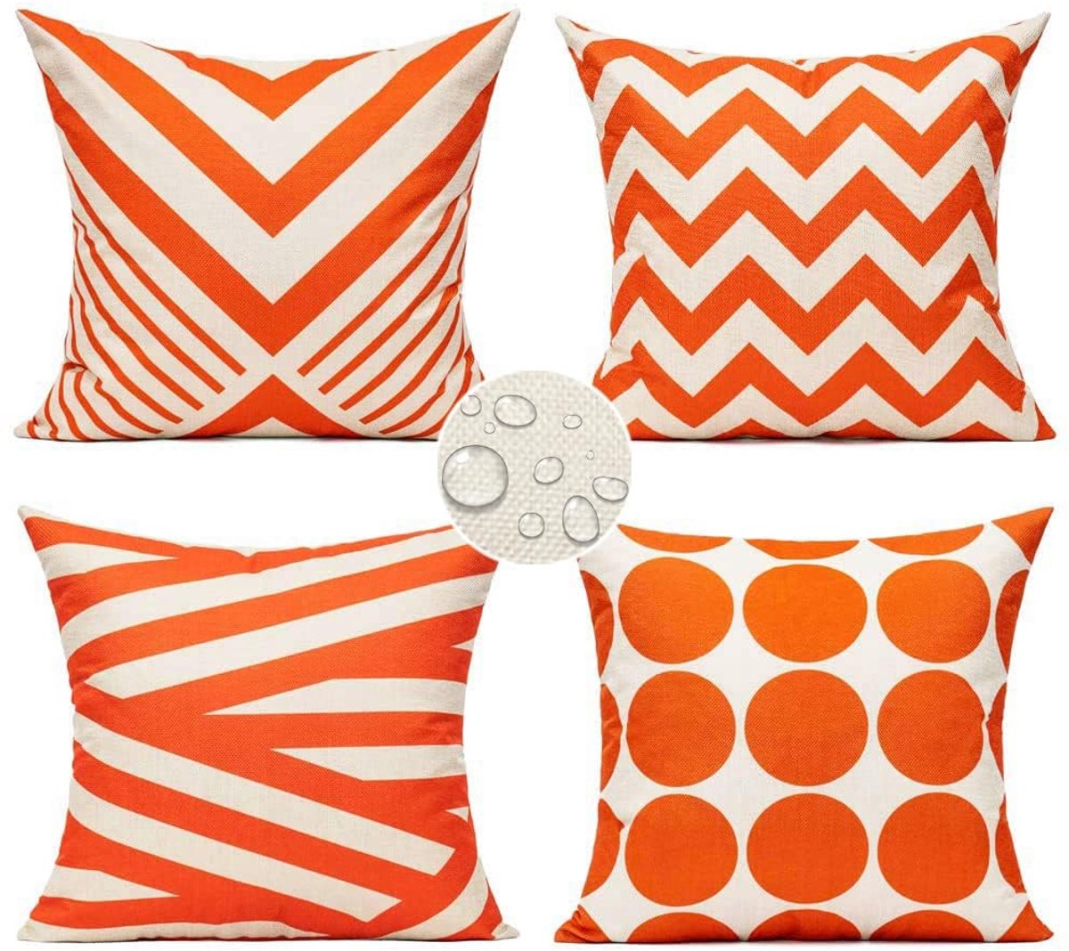 Omgoods - Set van 4 Decoratieve Kussenhoezen 45 x 45 cm in Oranje